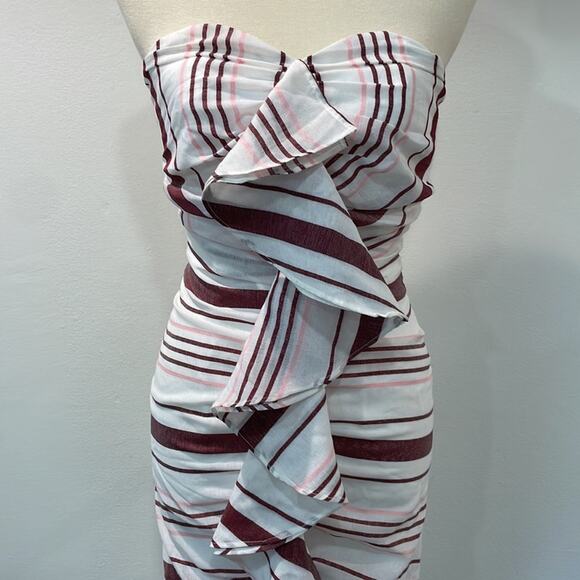 C/MEO Collective Striped Ruffle Strapless MIDI Dress size Medium - Picture 5 of 8